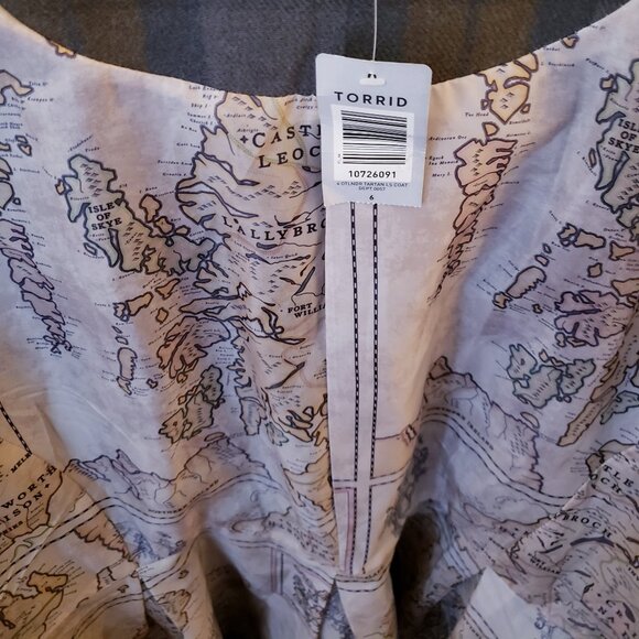 OUTLANDER SERIES EXCLUSIVE TORRID COLLECTION TARTAN GREEN PLAID FIT &FLARE COAT - Picture 12 of 12